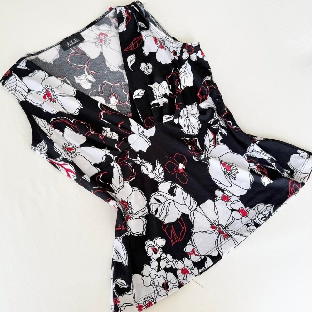 JTB y2k floral black and white tank top